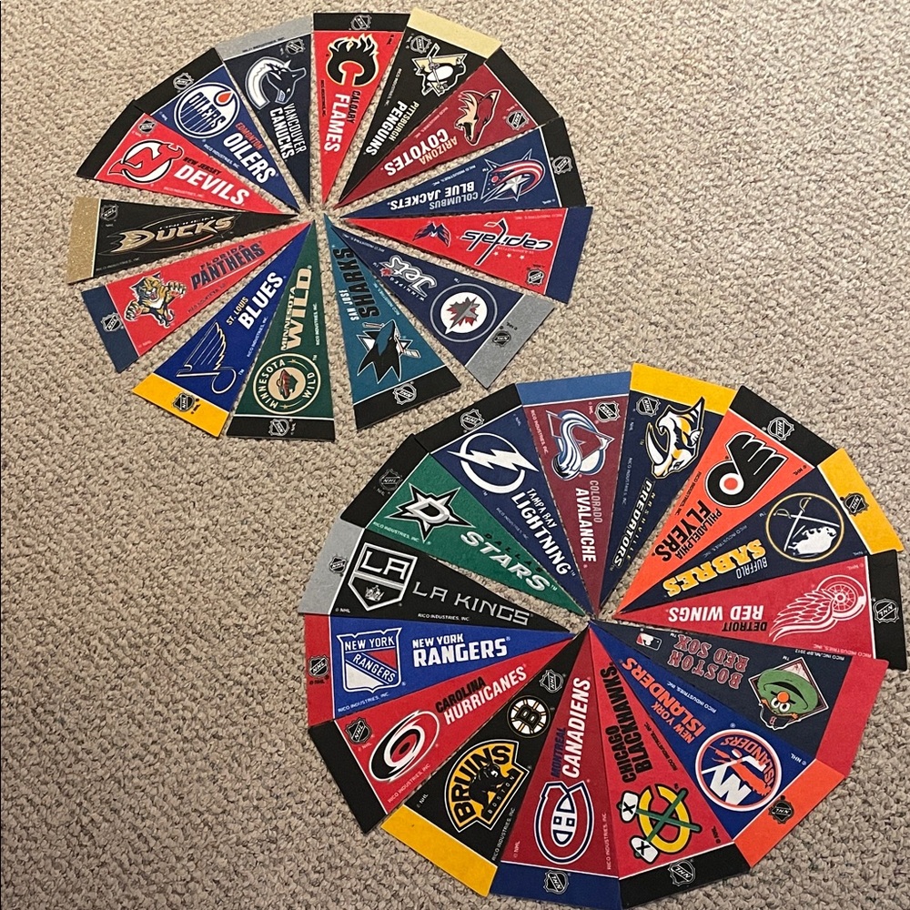 Vintage NHL Mini Felt Pennants Lot of 29